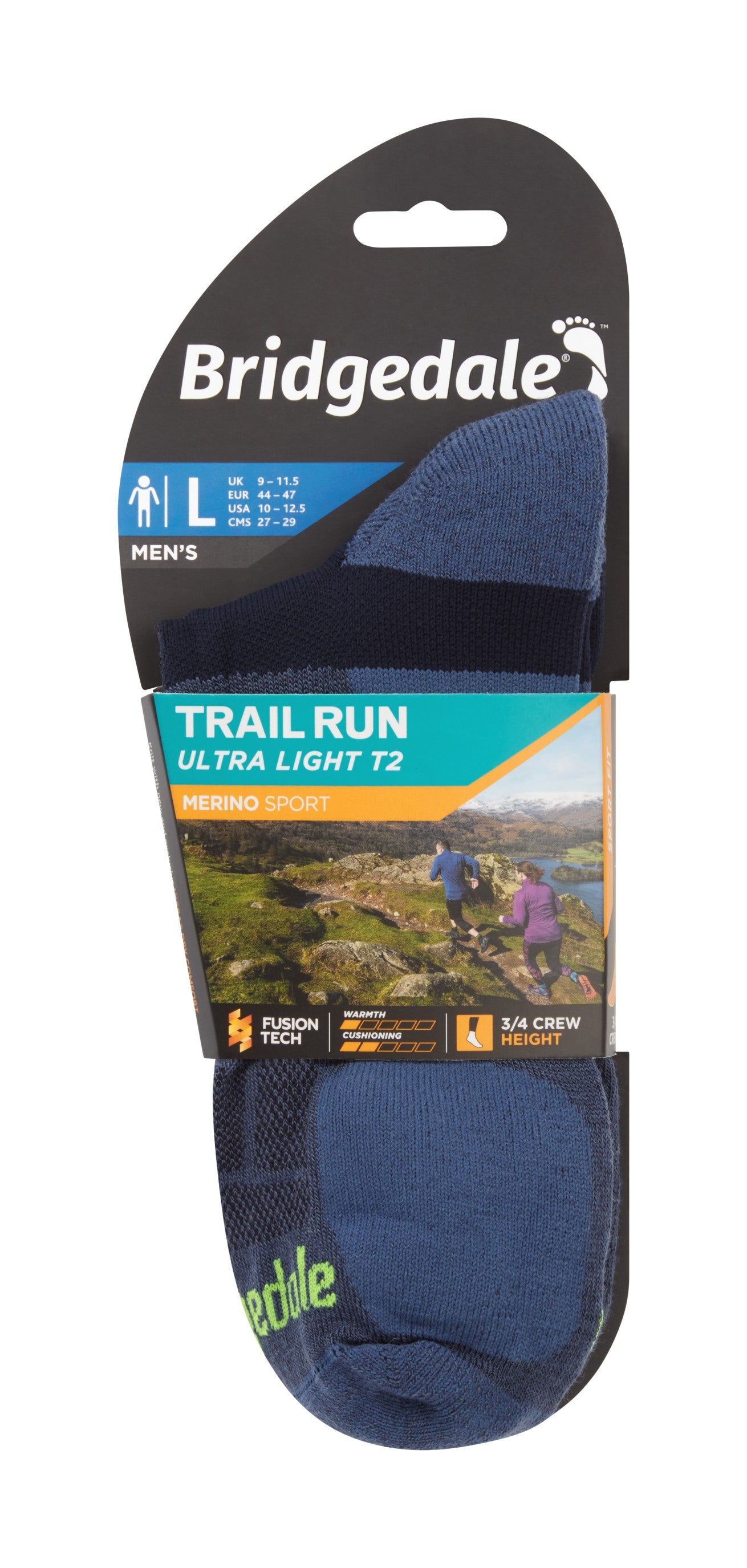 (取寄) ブリッジデール トレイル ラン ウルトラライト T2 メリノ パフォーマンス 3/4 クルー ソック Bridgedale Trail Run Ultralight T2 Merino Performance 3/4 Crew Sock Gunl Men's Ultra Light T2 Merino Sport 3/4 Crew | Bridgedale